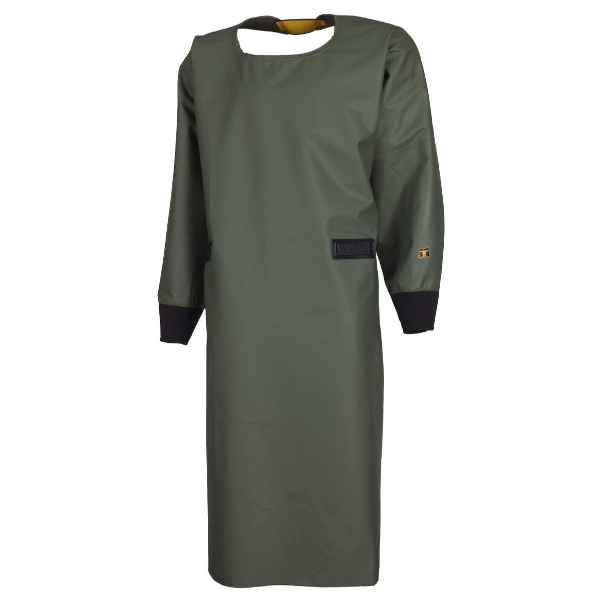 Guy Cotten green heavy duty wateproof full body protective apron with full sleeves and neoprene cuffs